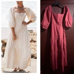 L*Space Bahia Open Back Peasant Maxi Dress Brick Red Size S - NWT
